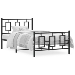 vidaXL Cadre de lit métal sans matelas avec pied de lit noir 100x190cm