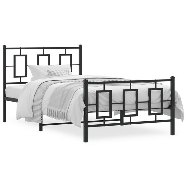 vidaXL Cadre de lit métal sans matelas avec pied de lit noir 100x190cm