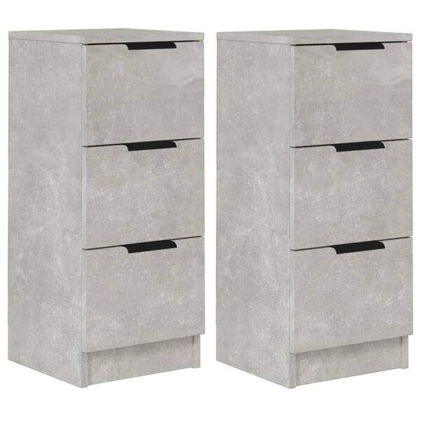 vidaXL Buffets 2 pcs Gris béton 30x30x70 cm Bois d'ingénierie