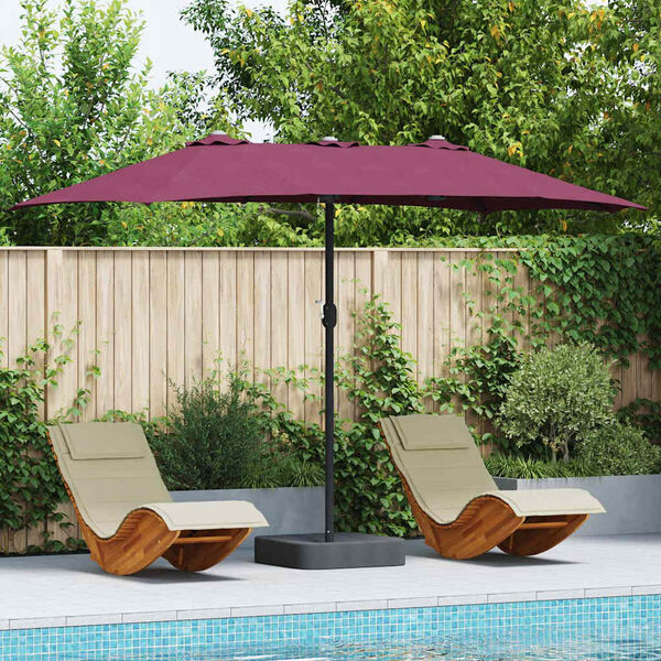 vidaXL Parasol de jardin Rouge bordeaux 385 x 209 x 244 cm tissu