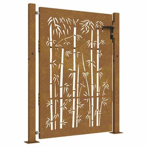 vidaXL Portail de jardin 100x125 cm en acier Corten et design bambou