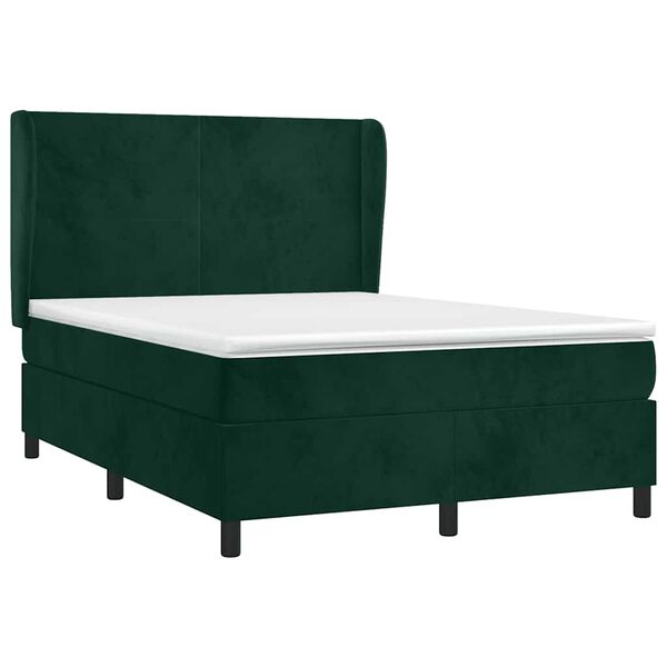 vidaXL Sommier &agrave; lattes de lit et matelas Vert fonc&eacute; 140x190cm Velours