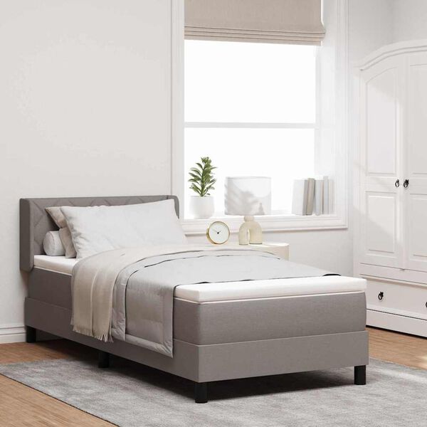 vidaXL Lit &agrave; ressorts avec matelas Taupe 200 x 90 cm tissu