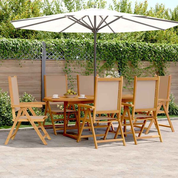 vidaXL Ensemble &agrave; manger de jardin 7 pcs taupe tissu et bois massif