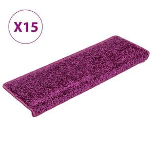 vidaXL Tapis d'escalier 15 pi&egrave;ces 65 x 21 x 4 cm Violet Bord rectangulaire