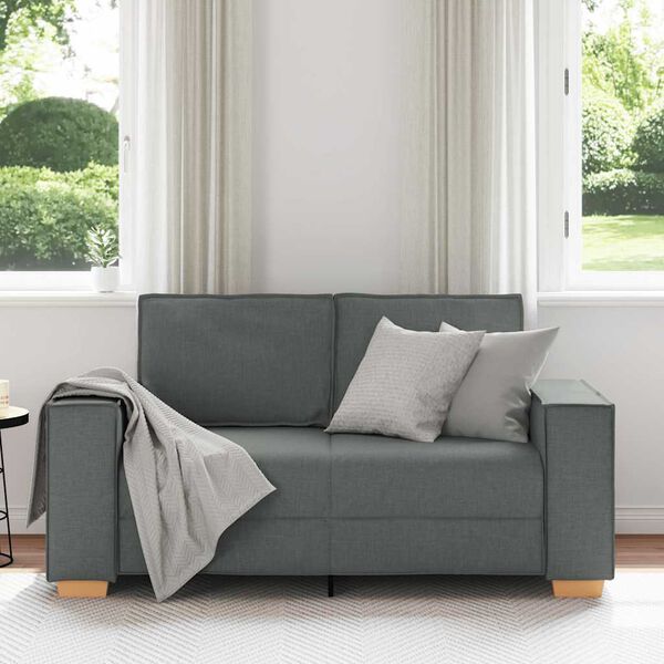 vidaXL Canap&eacute; 2 places Gris fonc&eacute; 120 cm Tissu