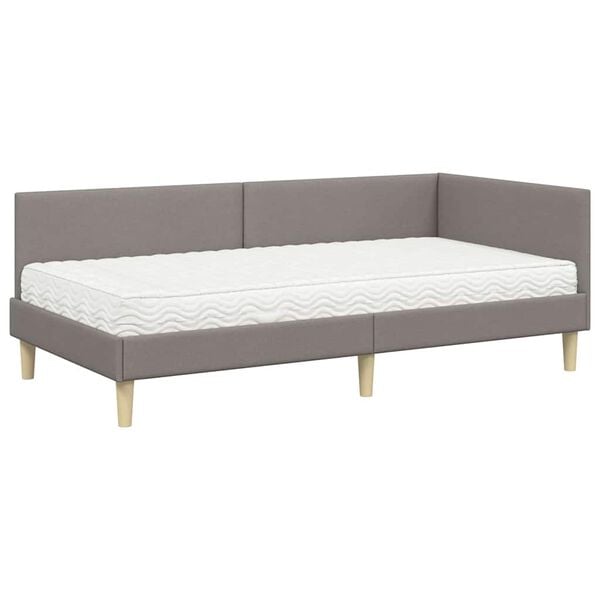 vidaXL Cadre de lit d'angle avec matelas Autre 2 pcs Taupe tissu