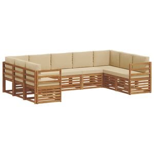 vidaXL Ensemble de canap&eacute;s d'ext&eacute;rieur 9 pc Naturel et Beige