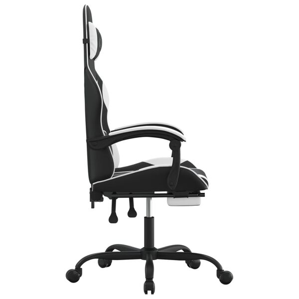 vidaXL Chaise de jeu pivotante et repose-pied Noir et blanc Similicuir