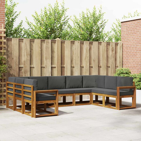 vidaXL Ensemble de canap&eacute;s d'ext&eacute;rieur 9 pcs Naturel et Anthracite