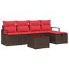vidaXL Ensemble de canap&eacute; de jardin 6 pc Marron polyrotin