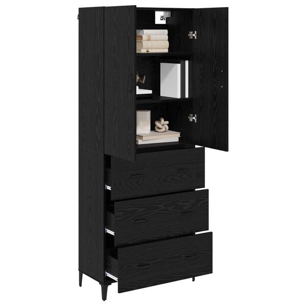 vidaXL Haut Armoire Ch&ecirc;ne noir 69,5 x 34 x 180 cm Bois d'ing&eacute;nierie