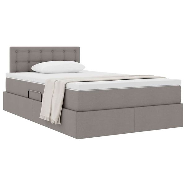 vidaXL Lit avec rangement et matelas avec matelas Taupe 120 x 190 cm