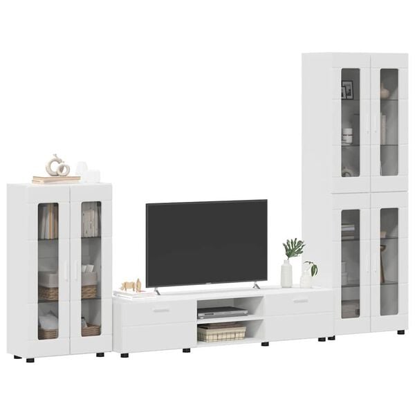 vidaXL Ensemble meuble TV avec tiroir FLORIN Blanc Bois d'ing&eacute;nierie