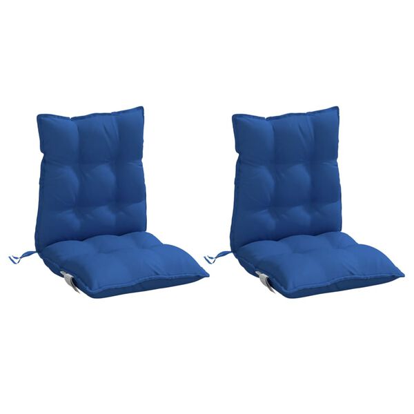 vidaXL Coussins de chaise &agrave; dossier bas lot de 2 bleu royal