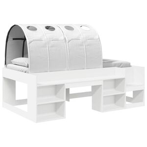 vidaXL Lit avec Tunnel avec &eacute;tag&egrave;re 3 pc Blanc Bois d'ing&eacute;nierie