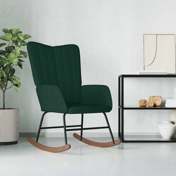 vidaXL Chaise à bascule Vert foncé Velours