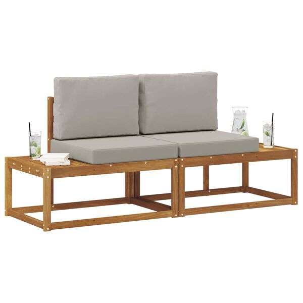 vidaXL Canap&eacute; d'ext&eacute;rieur en bout 2 Pi&egrave;ce Gris Naturel et Clair