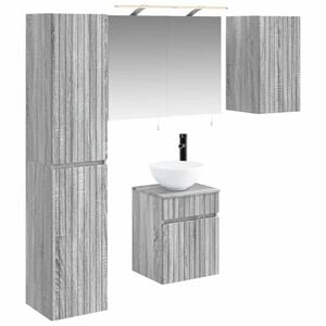 vidaXL Ensemble d'armoire de salle de bain 5 pc Sonoma gris