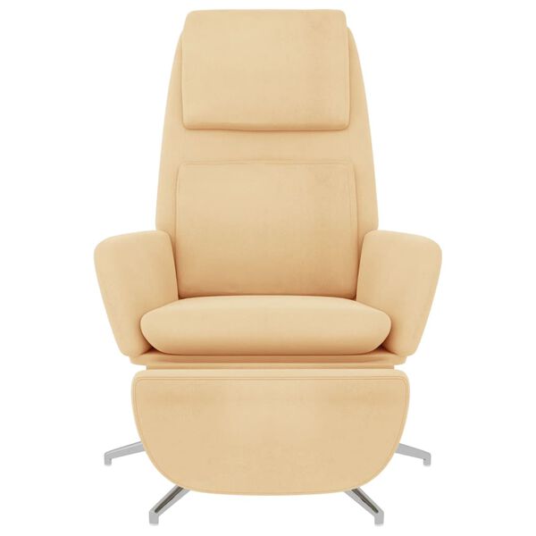 vidaXL Chaise de relaxation avec repose-pied Cr&egrave;me Tissu microfibre