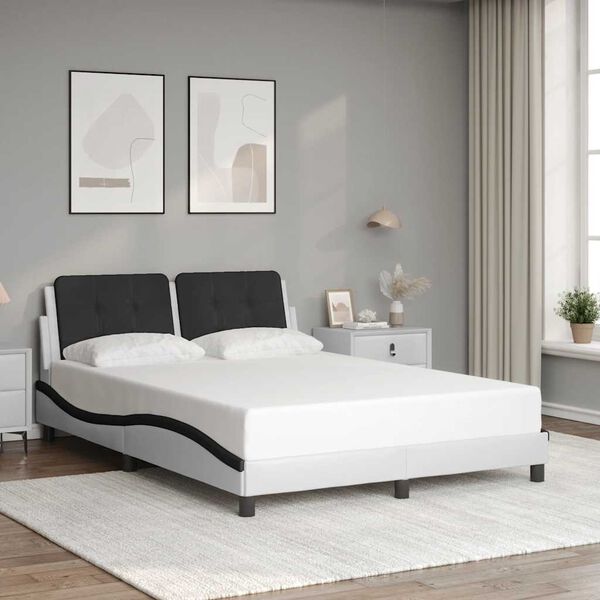 vidaXL Cadre de lit sans matelas Zadar blanc et noir 120x200 cm similicuir