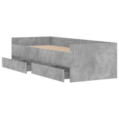 vidaXL Cadre de lit avec tiroirs gris béton 90x190 cm
