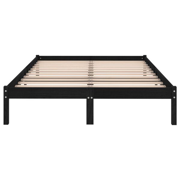 vidaXL Cadre de lit sans matelas noir bois massif 140x190 cm