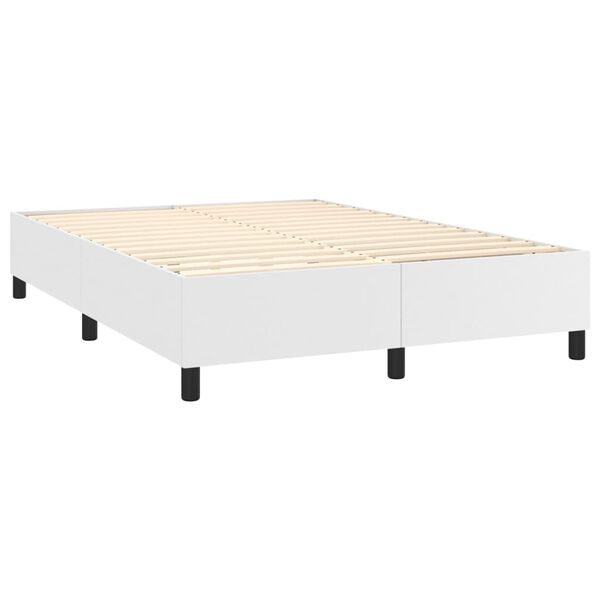 vidaXL Sommier &agrave; lattes de lit avec matelas Blanc 140x200cm Similicuir