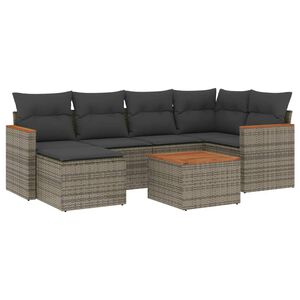 vidaXL Salon de jardin avec coussins 7 pcs gris r&eacute;sine tress&eacute;e