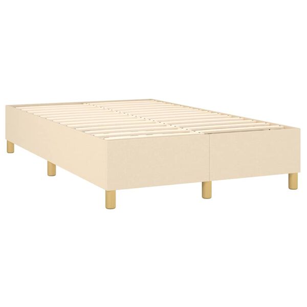 vidaXL Sommier &agrave; lattes de lit avec matelas cr&egrave;me 120x190 cm tissu