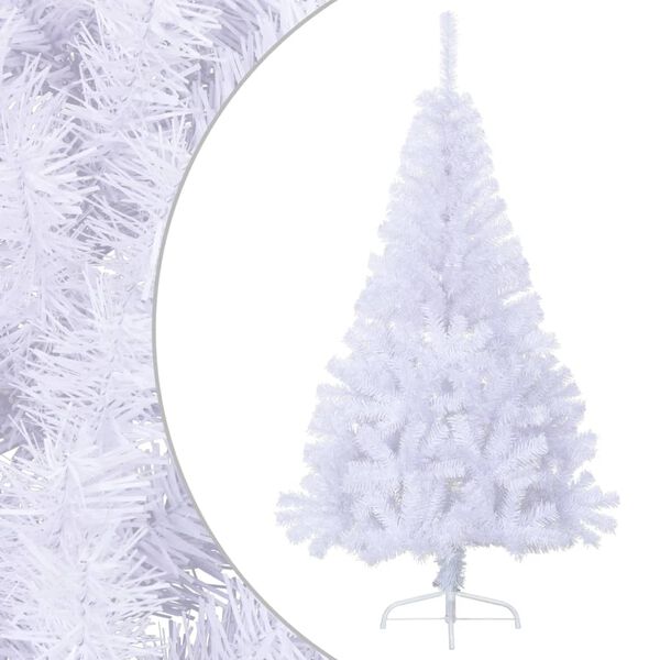 vidaXL Sapin de No&euml;l artificiel moiti&eacute; avec support blanc 150 cm PVC