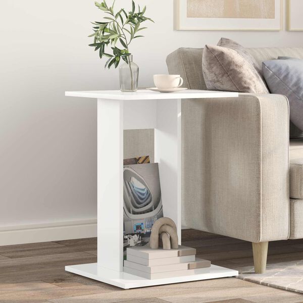 vidaXL Table d'appoint Blanc 45 x 40 x 62,5 cm Bois d'ing&eacute;nierie