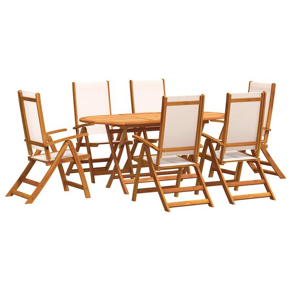 vidaXL Ensemble &agrave; Manger de jardin 7pcs bois d'acacia solide textil&egrave;ne