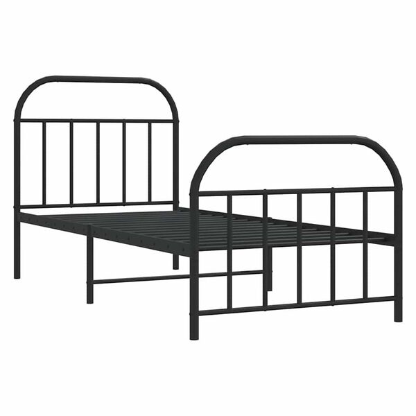 vidaXL Cadre de lit m&eacute;tal sans matelas avec pied de lit noir 90x200 cm