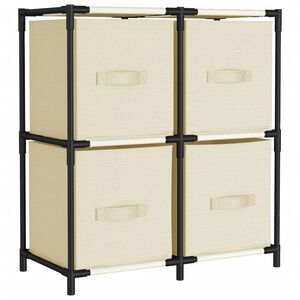 vidaXL Armoire de rangement 4 paniers en tissu Cr&egrave;me 63x30x71 cm Acier