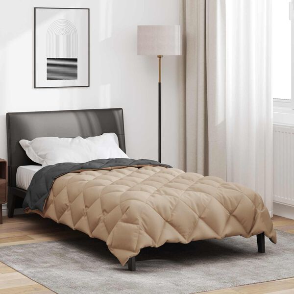 vidaXL Duvet d'hiver Anthracite et Taupe 220 x 140 cm Microfibre