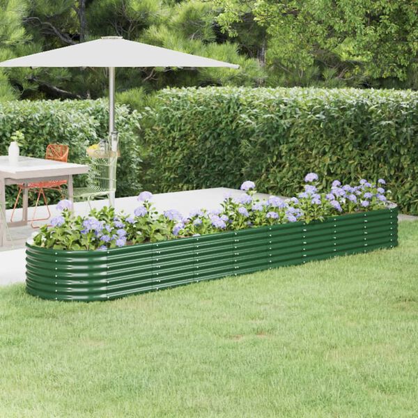 vidaXL Lit surélevé de jardin Acier galvanisé 368x80x36 cm Vert