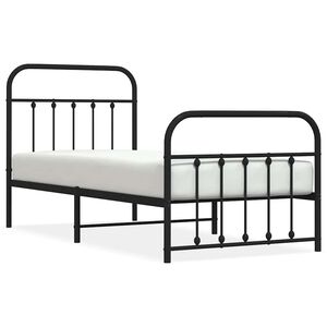 vidaXL Cadre de lit m&eacute;tal sans matelas avec pied de lit noir 90x190 cm