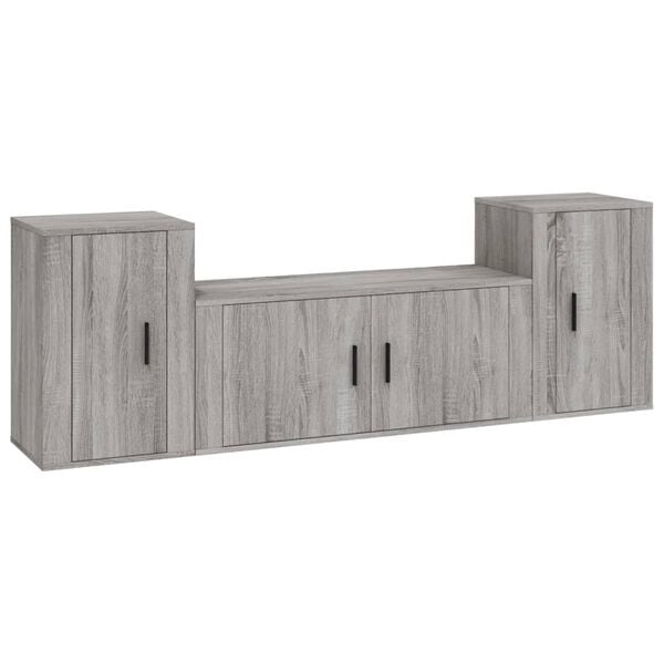 vidaXL Ensemble de meubles TV 3 pcs Sonoma gris Bois d'ing&eacute;nierie