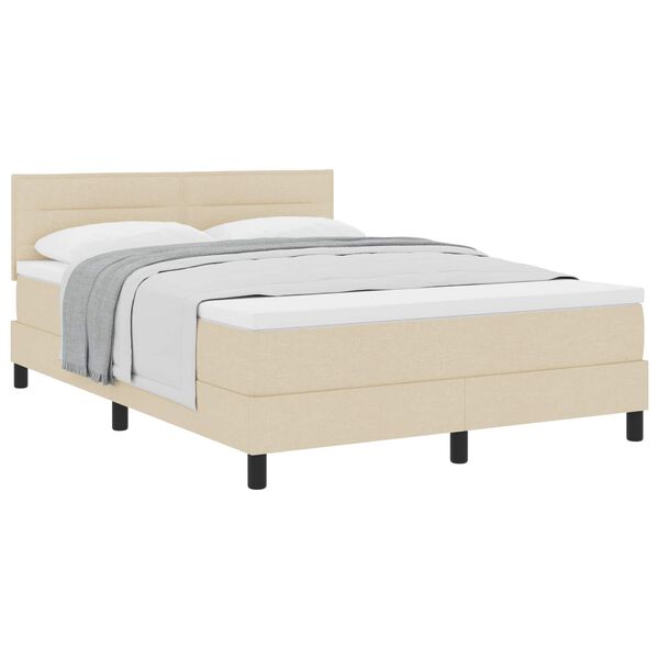 vidaXL Lit &agrave; ressorts avec matelas Cr&egrave;me 140 x 200 cm tissu