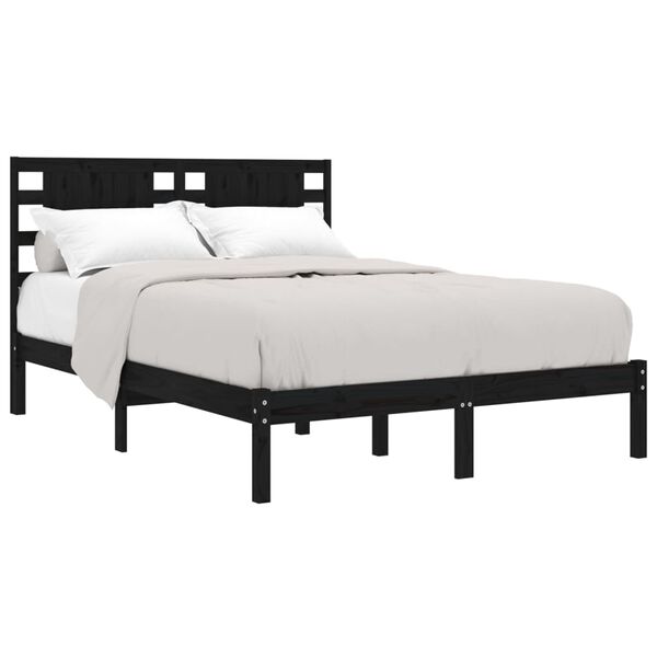 vidaXL Cadre de lit sans matelas noir 200x200 cm bois massif de pin