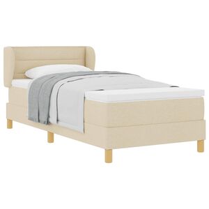 vidaXL Lit &agrave; ressorts avec matelas Cr&egrave;me 80 x 200 cm tissu