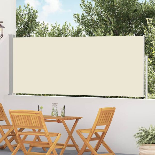 vidaXL Auvent lat&eacute;ral r&eacute;tractable de patio 120x500 cm Cr&egrave;me