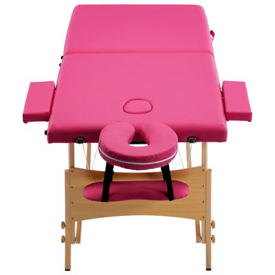 vidaXL Table de massage pliable 2 zones Bois Rose