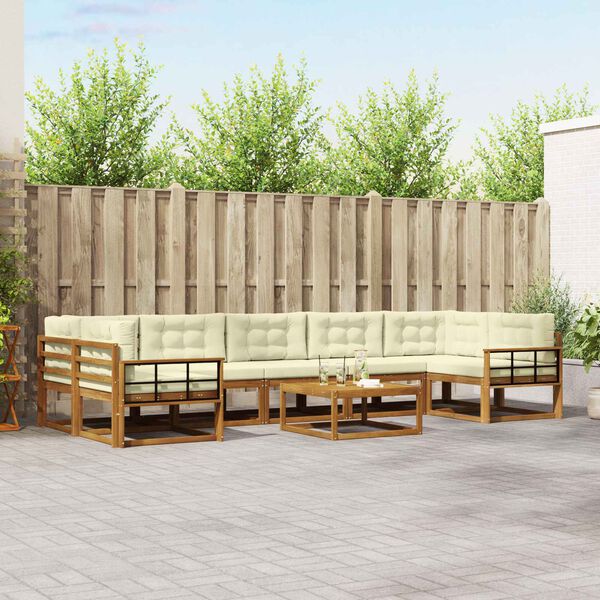 vidaXL Ensemble de canap&eacute;s d'ext&eacute;rieur 8 pcs Naturel et Cr&egrave;me