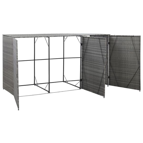 vidaXL Abri de poubelle triple Anthracite 229x78x120cm R&eacute;sine tress&eacute;e