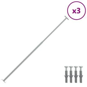vidaXL Barres de fen&ecirc;tre r&eacute;glables de s&eacute;curit&eacute; 3 pcs 710-1200 mm