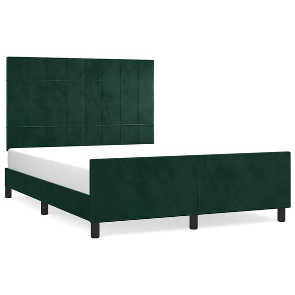 vidaXL Cadre de lit sans matelas vert fonc&eacute; 140x190 cm velours