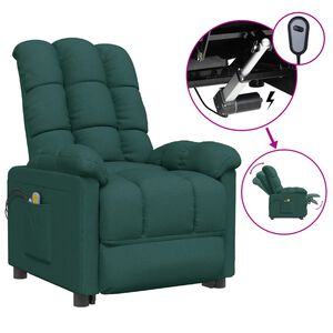 vidaXL Fauteuil &eacute;lectrique de massage Vert fonc&eacute; Tissu