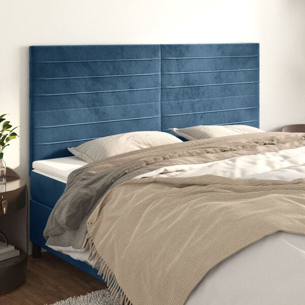 vidaXL T&ecirc;te de lit Bleu fonc&eacute; 180 x 5 x 118/128 cm Velours